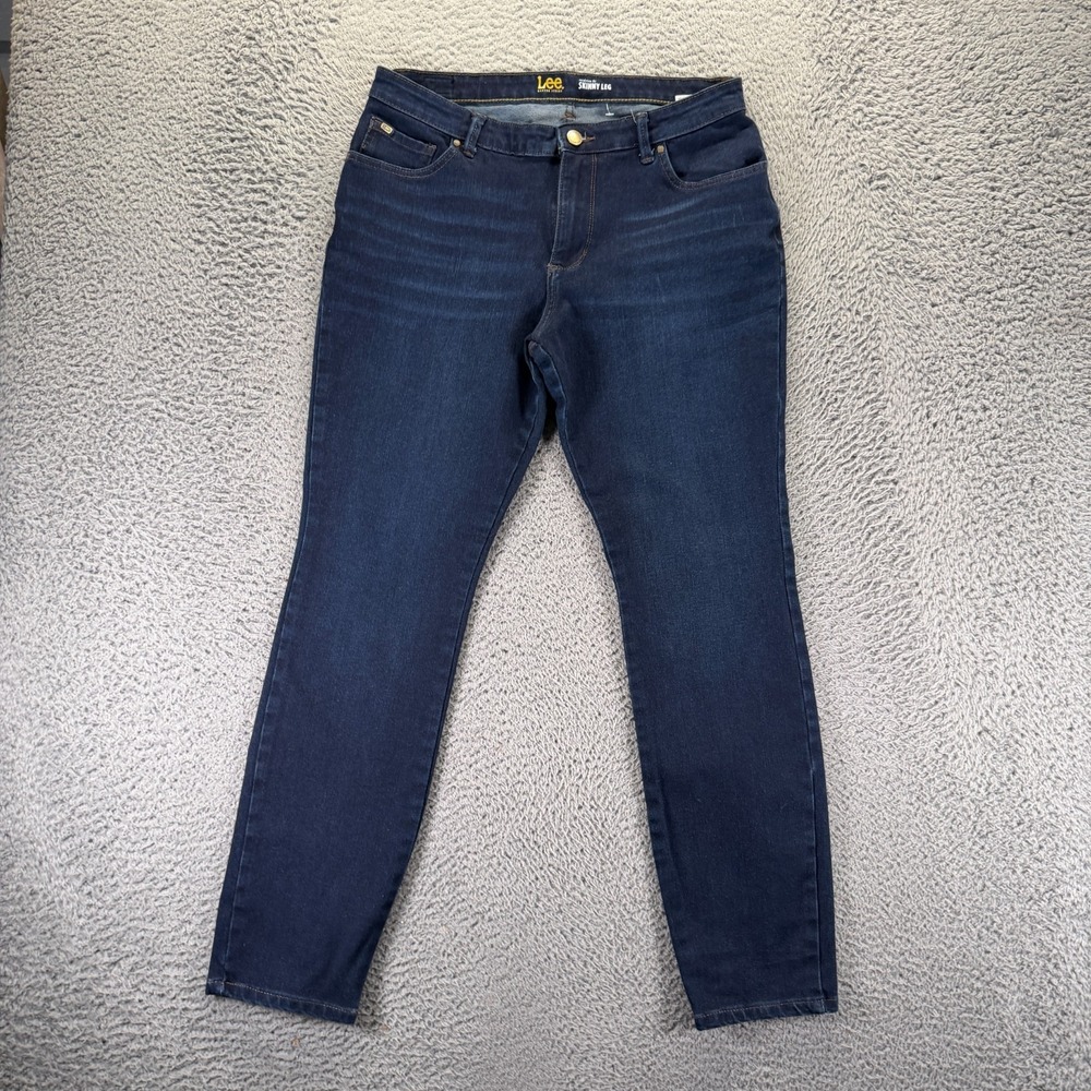 Lee Jeans Women's 12 Blue Cotton Denim Skinny Workwear Faded Mid Rise Stretch